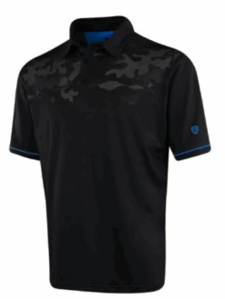 Island Green Junior Graded Black Camo Sub Print Polo Shirt